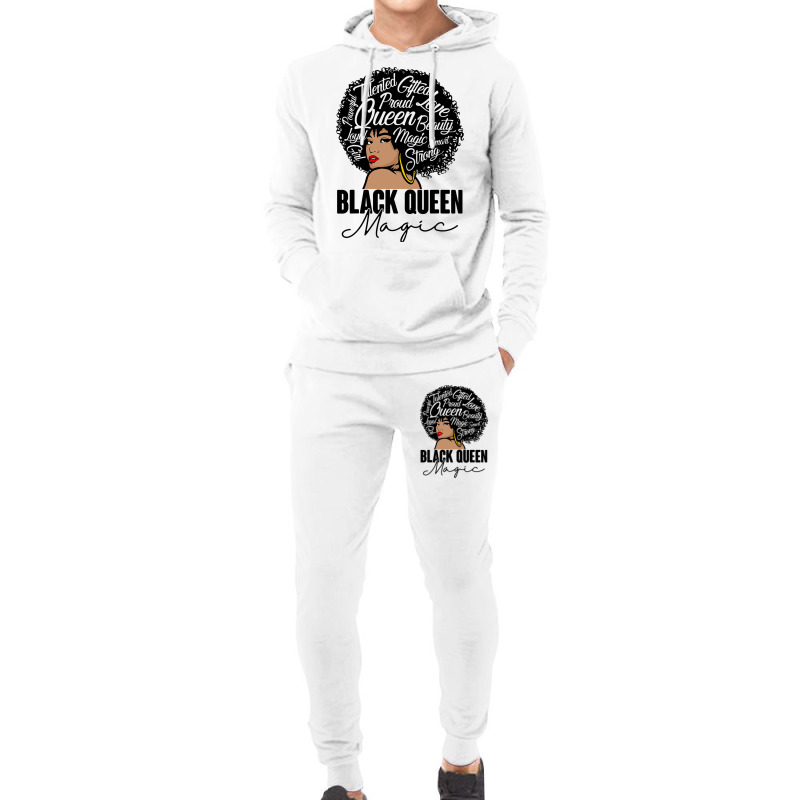 Black Queen Magic Bhm Melanin Skin Pride Afro Girl Hoodie & Jogger Set | Artistshot