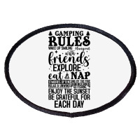 Camping Rules Camping Gear Funny Camper 3 Oval Patch | Artistshot