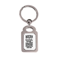 Camping Rules Camping Gear Funny Camper 3 Silver Rectangle Keychain | Artistshot