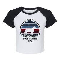 Best Dog Father Dad Vintage American Pitbull Terri Raglan Crop Top | Artistshot