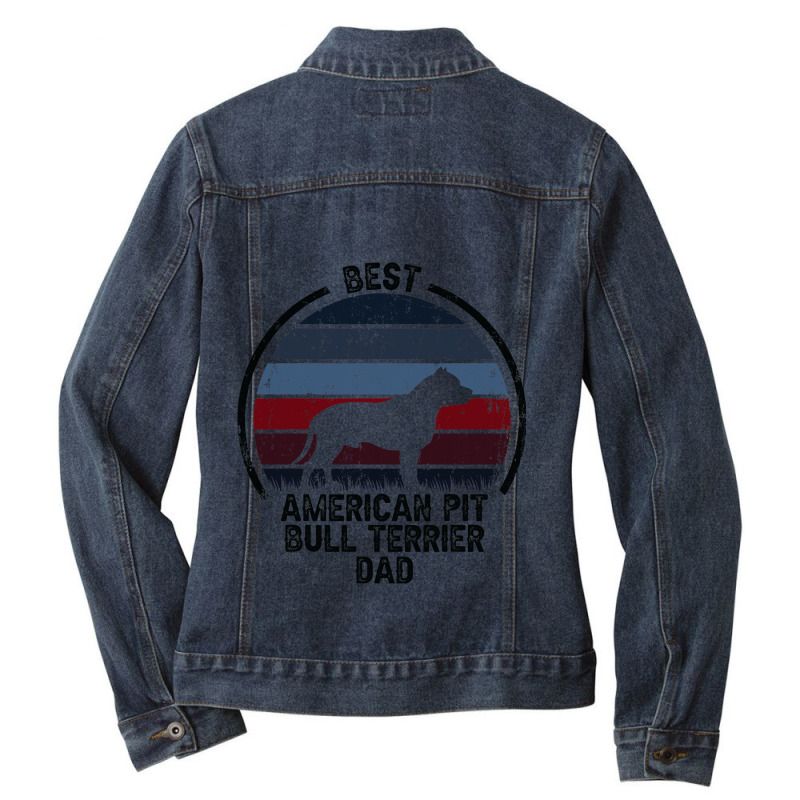 Best Dog Father Dad Vintage American Pitbull Terri Ladies Denim Jacket by SHAWNTANEICEWOODARD | Artistshot