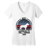 Best Dog Father Dad Vintage American Pitbull Terri Women's V-neck T-shirt | Artistshot