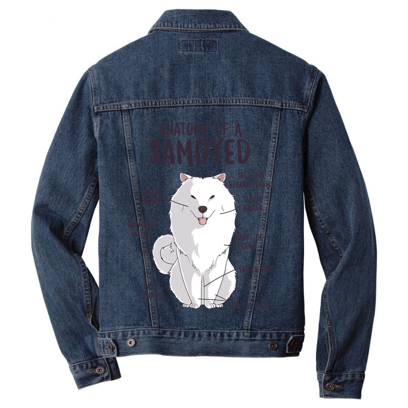 Anatomy Of A Samoyed Dog Puppy Owner Funny Cute Men Denim Jacket | Artistshot