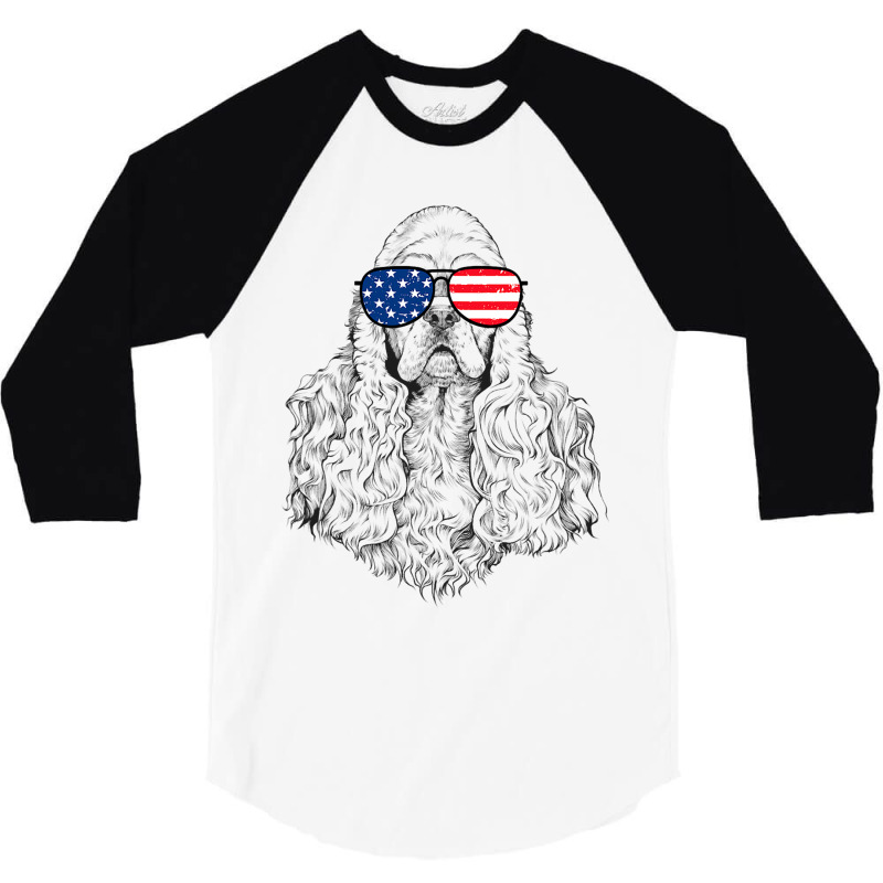 4th Of July American Cocker Spaniel Patriotic Usa  3/4 Sleeve Shirt | Artistshot