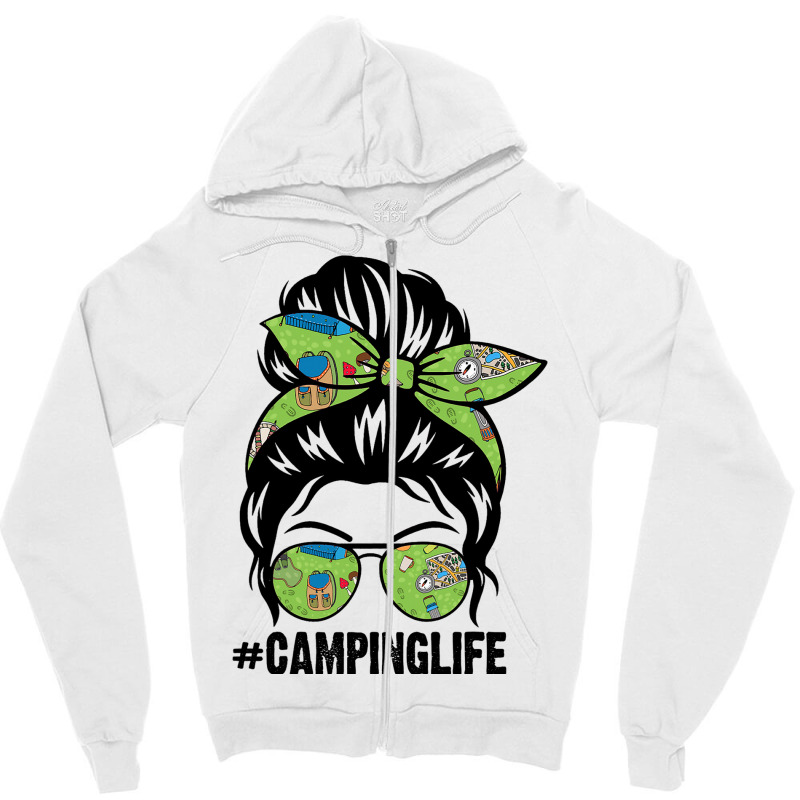 Camping Life Messy Bun Hair Camping Lovers Womens Zipper Hoodie | Artistshot