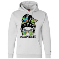 Camping Life Messy Bun Hair Camping Lovers Womens Champion Hoodie | Artistshot