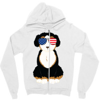 4th Of July Bernedoodle Dog Patriotic Usa American Zipper Hoodie | Artistshot