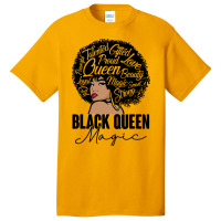 Black Queen Magic Bhm Melanin Skin Pride Afro Girl Basic T-shirt | Artistshot