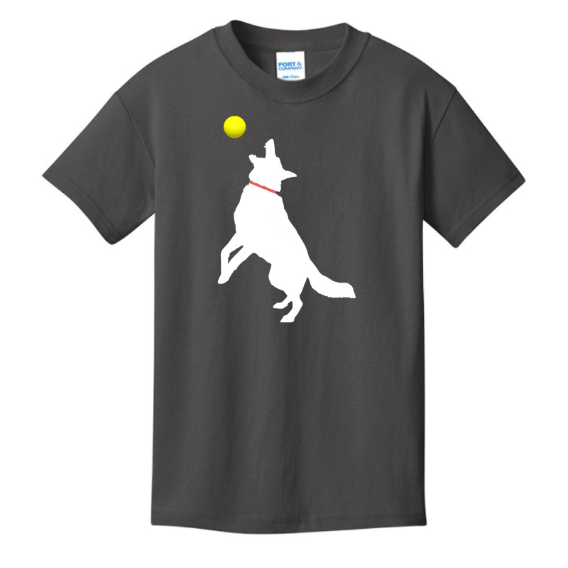 White German Shepherd Dog Gsd Catching Yellow Tennis Ball T Shirt Basic Youth T-shirt | Artistshot