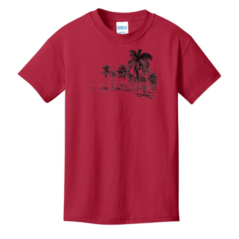 Nature Beauty Beach Mountain Palm Tree   Ocean Parasol Sea T Shirt Basic Youth T-shirt by caroldian | Artistshot