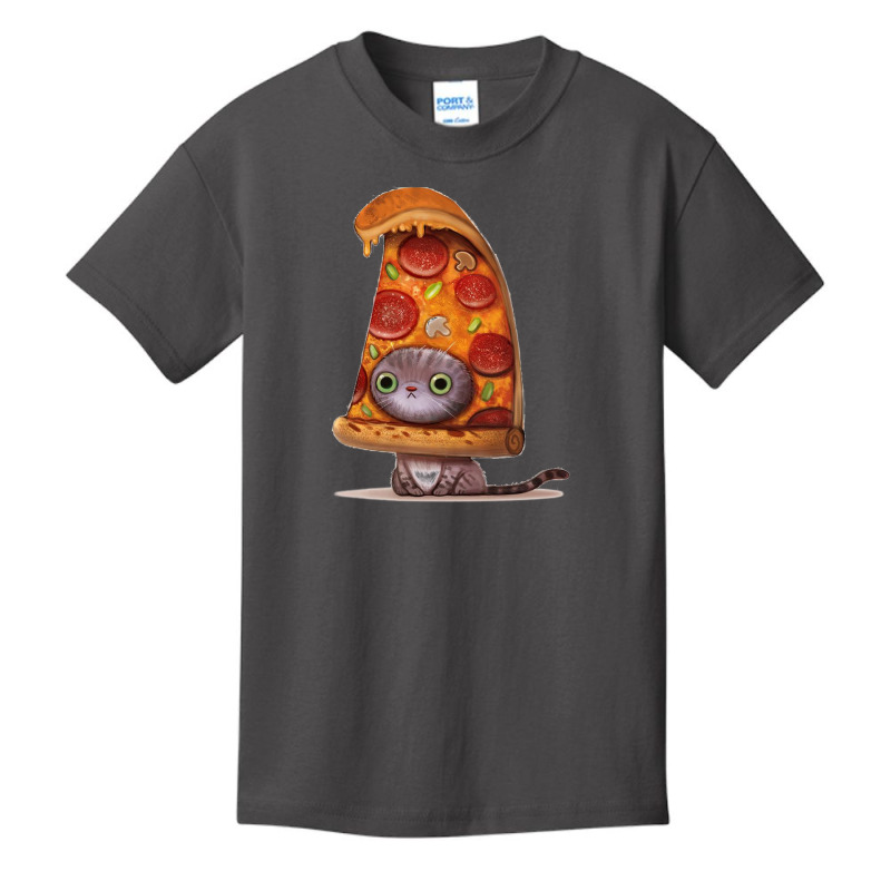 Cool,cat,kitten,pizza,drawing Basic Youth T-shirt by pertama | Artistshot