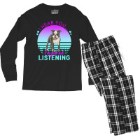 Boston Terrier T  Shirt I Hear You I'm Just Not Listening Boston Terri Men's Long Sleeve Pajama Set | Artistshot