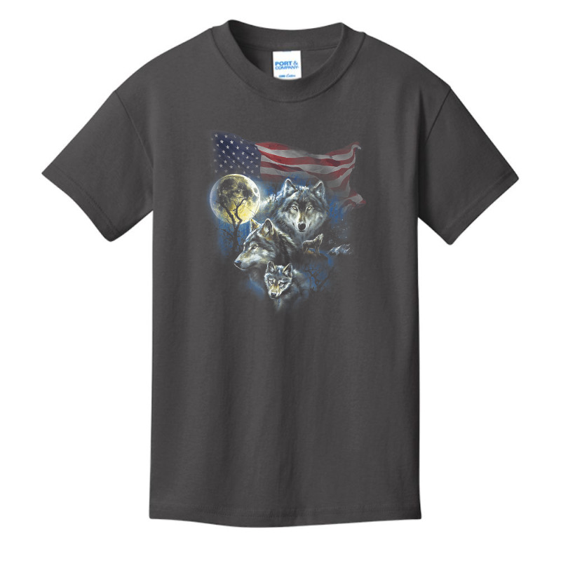 The Mountain Men's Wolfs Lookout Flag American T Shirt Basic Youth T-shirt by nayarilorenzi | Artistshot