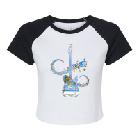 Guitar Rock N Roll Bass Instrument Vintage Metal 4 Raglan Crop Top | Artistshot