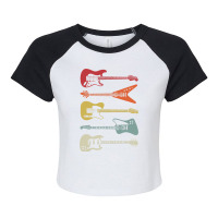 Guitar Rock N Roll Bass Instrument Vintage Metal 5 Raglan Crop Top | Artistshot