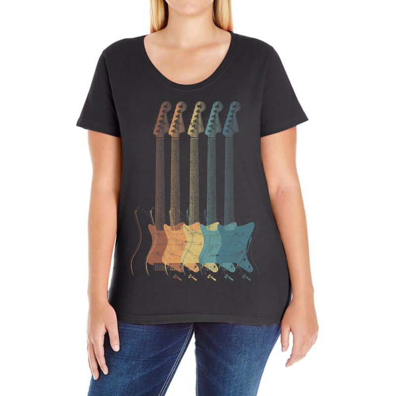 Guitar Rock N Roll Bass Vintage Metal Instrument Ladies Curvy T-Shirt by ERICJONES | Artistshot