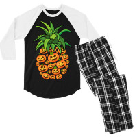 Halloween Pumpkin Face Pineapple Costume For Kids  Men's 3/4 Sleeve Pajama Set | Artistshot