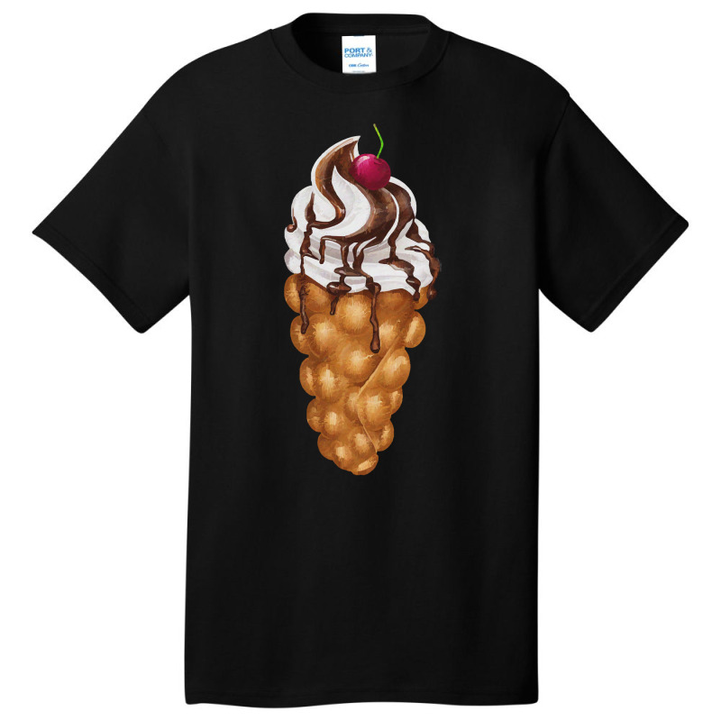 Bubble Waffle Ice Cream T  Shirt Egg Bubble Waffle Vanilla Ice Cream W Basic T-shirt by pintailracehorse | Artistshot