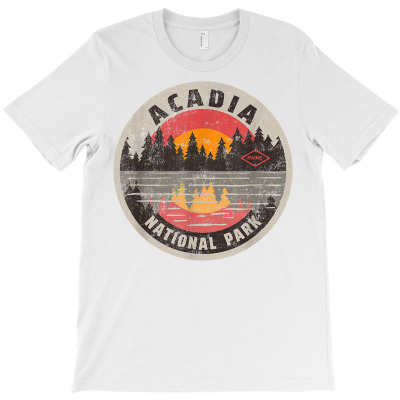 Vintage Acadia National Park Maine Camping Hiking T Shirt T-shirt Designed By Annamarie Mueller