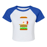 Burger Time Retro 80's Arcade Game Design Raglan Crop Top | Artistshot