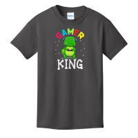 Thanksgiving Gamer King Trex Dinosaur Playing Video Games Kid Boys Gam Basic Youth T-shirt | Artistshot