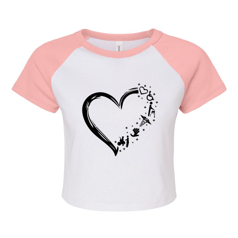 Disability Support Heart Helping Hands Disability Pride Long Sleeve T Raglan Crop Top by cm-arts | Artistshot