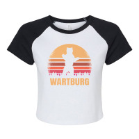 Wartburg Tennessee Vintage Bear Distressed Retro 80s Sunset Premium Raglan Crop Top | Artistshot