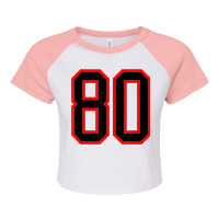 Jersey Number #80 Red Black Sports Birthday Lucky Number 80 Raglan Crop Top | Artistshot