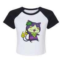 Grape Jibanyan Raglan Crop Top | Artistshot