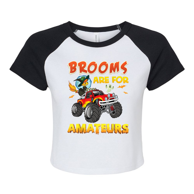 Brooms Are For Amateurs Witch Monster Car Halloween Scary Raglan Crop Top by Bewitch | Artistshot