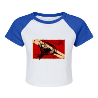 Scuba Shark, Scuba Shark Vintage, Scuba Shark Art, Scuba Shark Paintin Raglan Crop Top | Artistshot