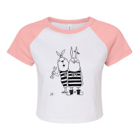 Usavich Rabbits (black And White) Raglan Crop Top | Artistshot