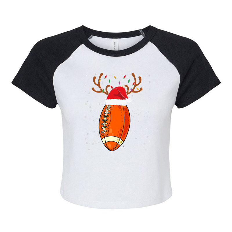 Football Funny Football Reindeer Santa Hat Christmas Holiday 142 Raglan Crop Top by coolquirrell | Artistshot