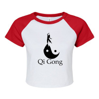 Black Silhouette Art Of Qigong Raglan Crop Top | Artistshot