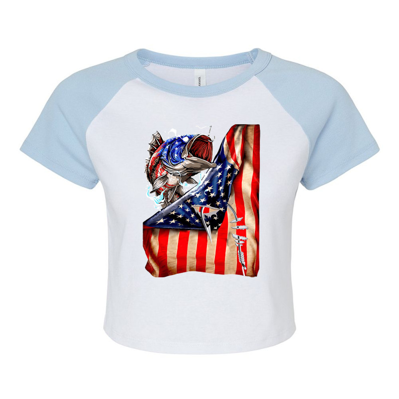 Fishing Hooked American Flag, Fishing Hooked American Flag Art, Fishin Raglan Crop Top by cm-arts | Artistshot