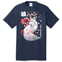 Japanese Wolf T  Shirt Floral Japanese Wolf Japan Art Otaku Cherry Blo Basic T-shirt | Artistshot