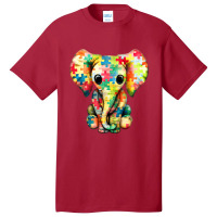 Baby Elephant Hippie Autism Awareness Puzzle Elephant Basic T-shirt | Artistshot