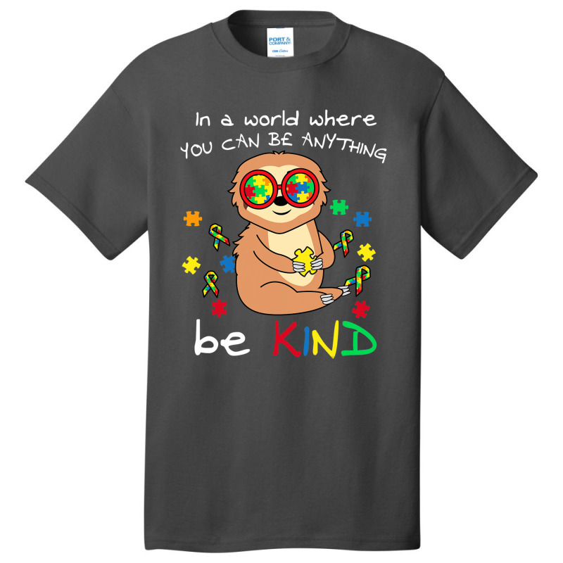 Be Kind Sloth Puzzle Piece Cool Autism Awareness Basic T-shirt by mrlee | Artistshot