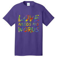 Colorful Autism Puzzle Piece Love Needs No Words Basic T-shirt | Artistshot