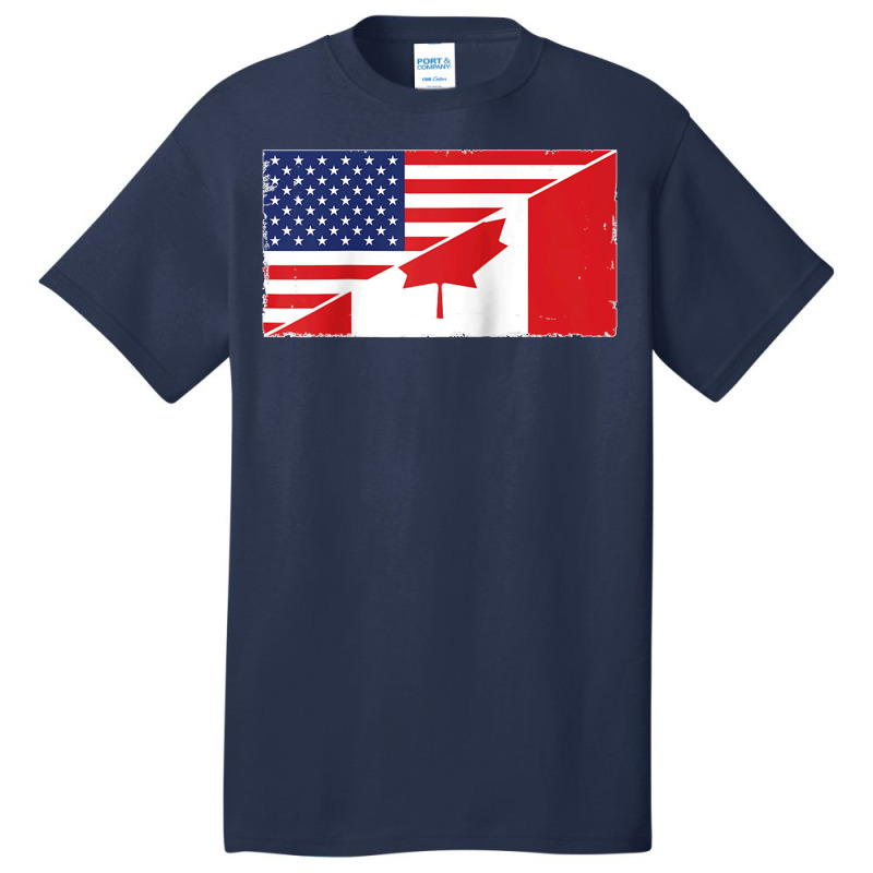 Canada Flag And Usa Flag Roots Canadian Ancestry American Raglan Baseb Basic T-shirt by James William | Artistshot