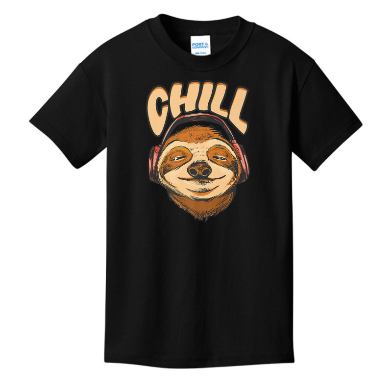 Sloth Chill Earphones Sloth Slow Animal Sloth Basic Youth T-shirt by urethrapricey | Artistshot