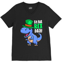 Happy St Pat Rex Day Dinosaur Irish Shamrock St Pa V-neck Tee | Artistshot