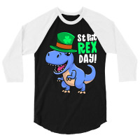 Happy St Pat Rex Day Dinosaur Irish Shamrock St Pa 3/4 Sleeve Shirt | Artistshot