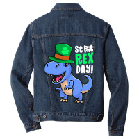 Happy St Pat Rex Day Dinosaur Irish Shamrock St Pa Men Denim Jacket | Artistshot