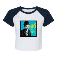 Punks Not Dead Charlie Chaplin Typographic Illustration 1 Raglan Crop Top | Artistshot