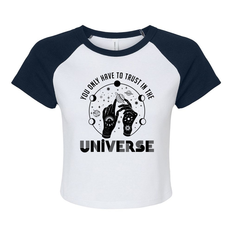 Trust In Universe Crystal Divination Ball Tarot Cards Witch T Shirt Raglan Crop Top by cm-arts | Artistshot