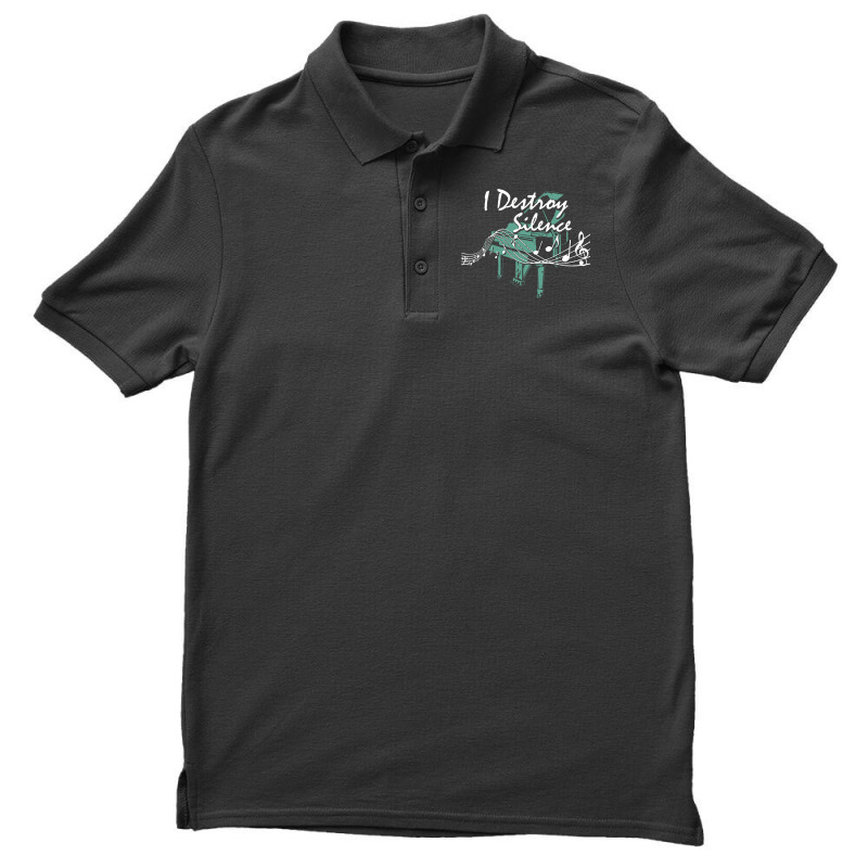 I Destroy Silence Piano Music Notes Musician Piani Men's Polo Shirt | Artistshot