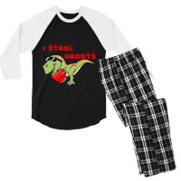 I Steal Hearts Dinosaur Dino T Rex Valentines Day  Men's 3/4 Sleeve Pajama Set | Artistshot