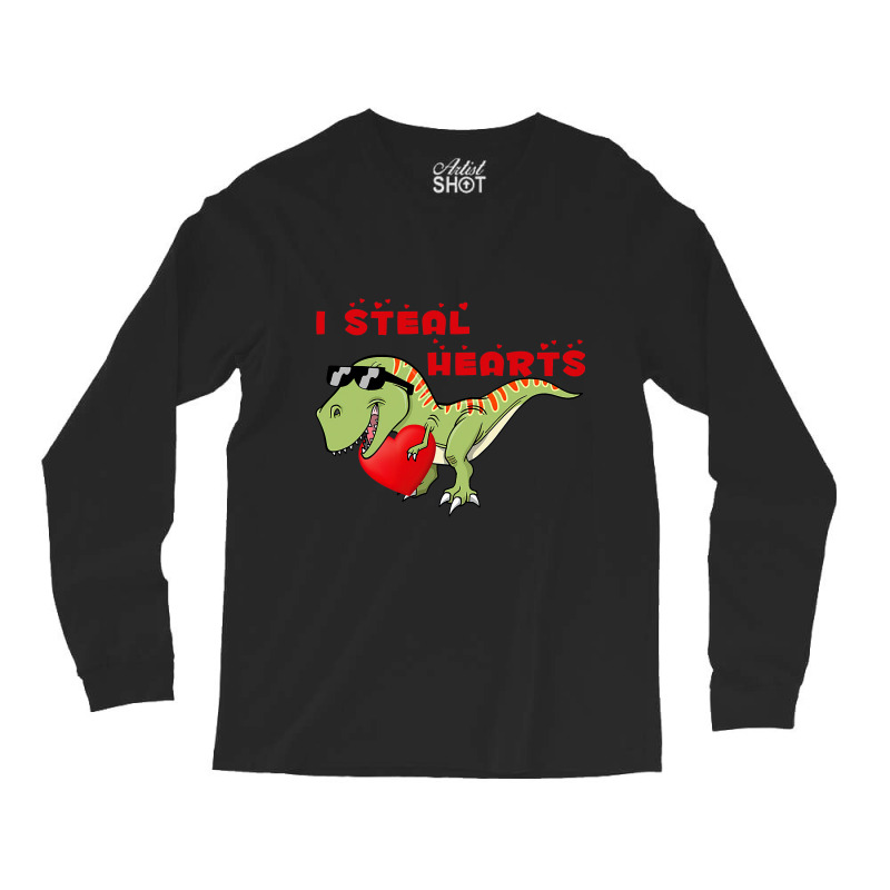 I Steal Hearts Dinosaur Dino T Rex Valentines Day  Long Sleeve Shirts | Artistshot