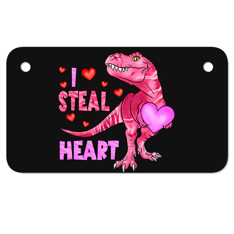 I Steal Hearts Dinosaur Lover Kids Boys Valentines Motorcycle License Plate | Artistshot